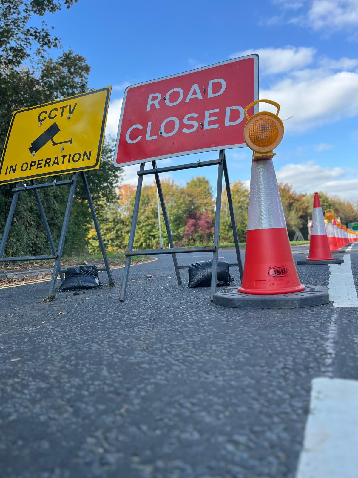Road closed sign